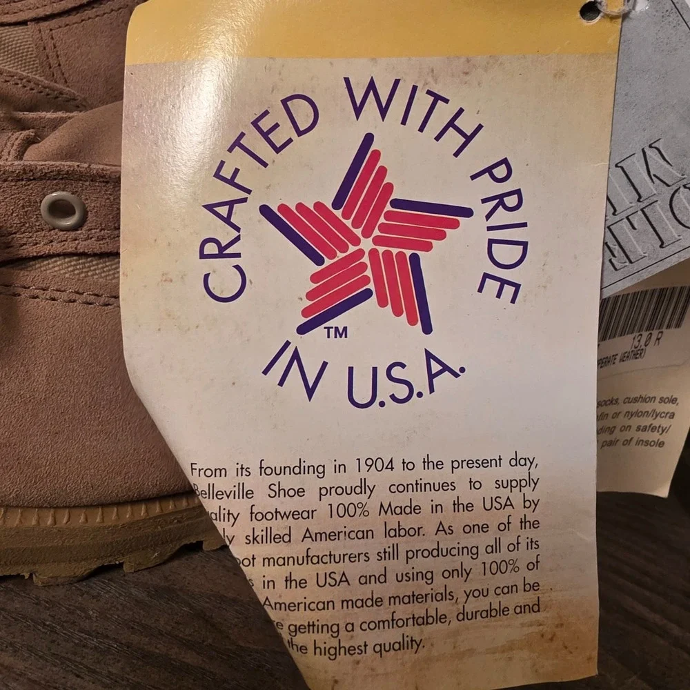Belleville 7705118‎ Mens Military Boots Gore-Tex Vibram Tan Suede USA Made 13R